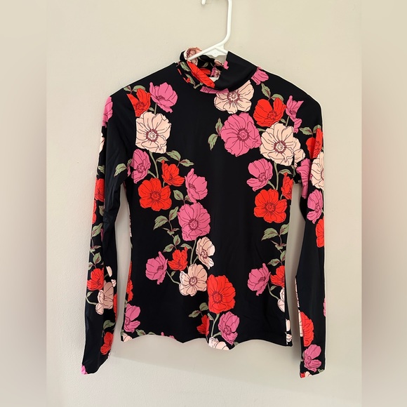 The Westside nylon/spandex floral mock neck top - Picture 7 of 9